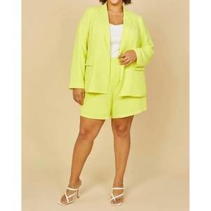 NEW SKIES ARE BLUE long sleeve welt pocket blazer in neon yellow